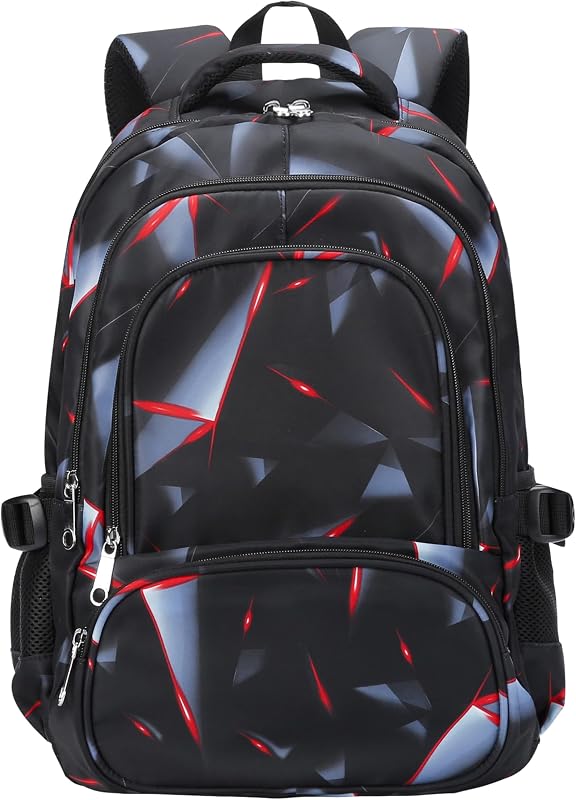 Kids Backpack for Boys Elementary Primary School Bags for Childs Black Bagpack Book Bag Back to School Gifts for Son Mochilas Escolares para Niños 17" Large Compartment Black/Red