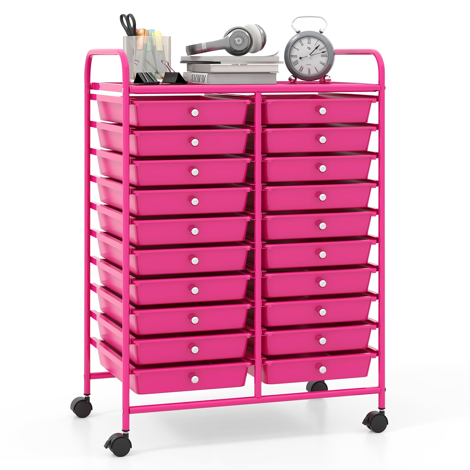 Giantex 20 Drawers Rolling Cart, Mobile Storage Drawer Cart, Classroom Organizer for Office School Supplies Teacher Tools Scrapbook Paper Craft Small