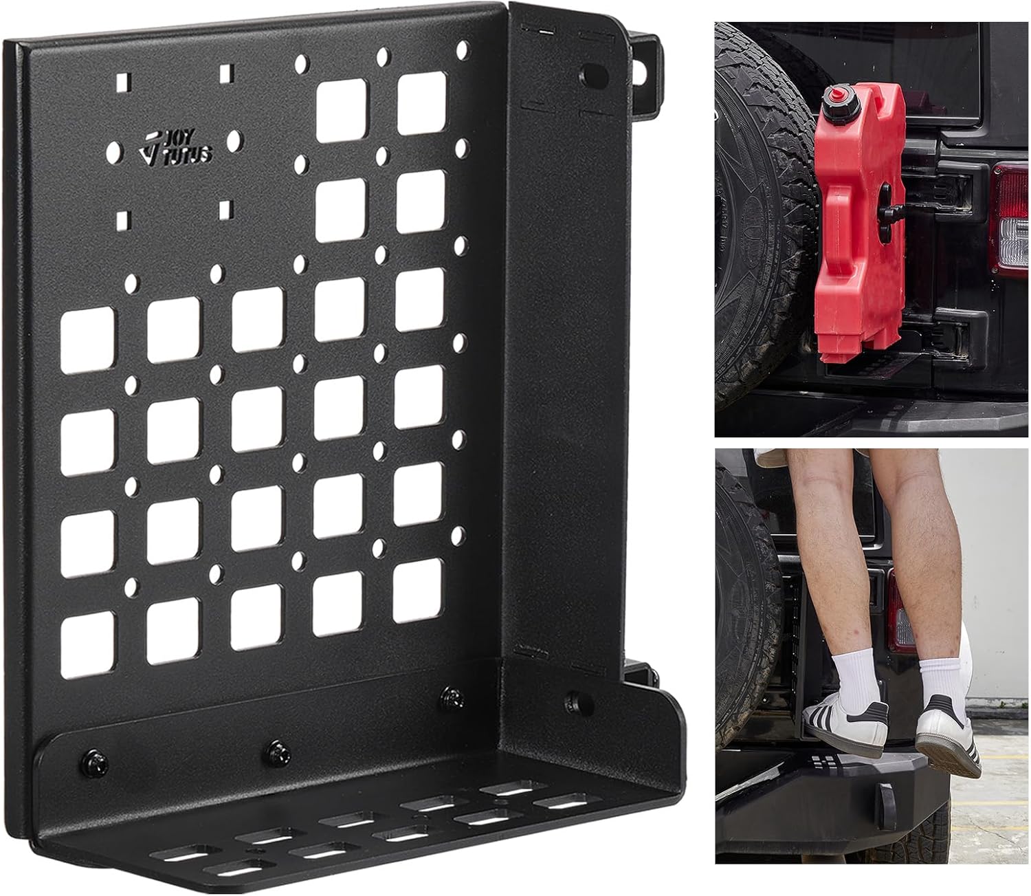 JOYTUTUS Gas Can Mount Compatible with Wrangler JK 2007-2018 Versatile Molle Panel | 220LBS Step Platform | No-Drill Corrosion-Proof Wrangler Molle Cargo Storage Expansion Bracket