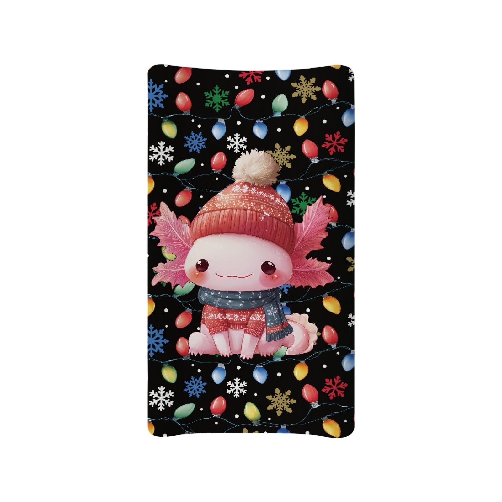 Guosanchn Christmas Changing Pad Cover for Baby Boys Girls, Axolotl Diaper Changing Table Covers Black Changing Table Sheets Fit Most 32''x16'' Baby Changing Pads Nursery Decor