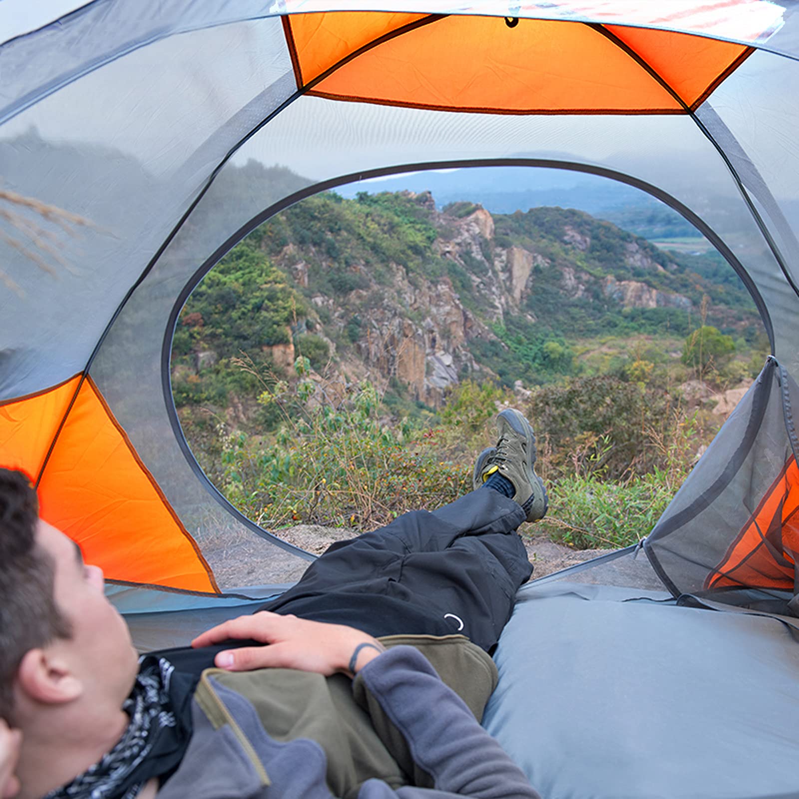 Tenda Campeggio 2 Posti con Prova di Vento And Impermeabile, con Borsa per Il Trasporto Facile da Montare, Tende Fit per Campeggio, Escursioni, Arrampicata,