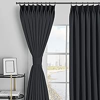 Vista 64 de MAIHER Cortina plisada para oscurecer la habitación, de 108 pulgadas, triple tejido, con aislamiento térmico, ahorro de energía, cortina plisada