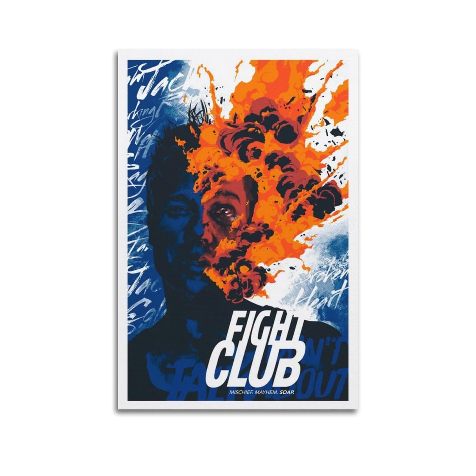 Ksoxdaitip Unframe-Style Movie Poster Fight Club Poster Decorative Painting Canvas Wall Posters And Art Picture Print Modern Family Bedroom Decor Posters 08X12inch(20X30cm)