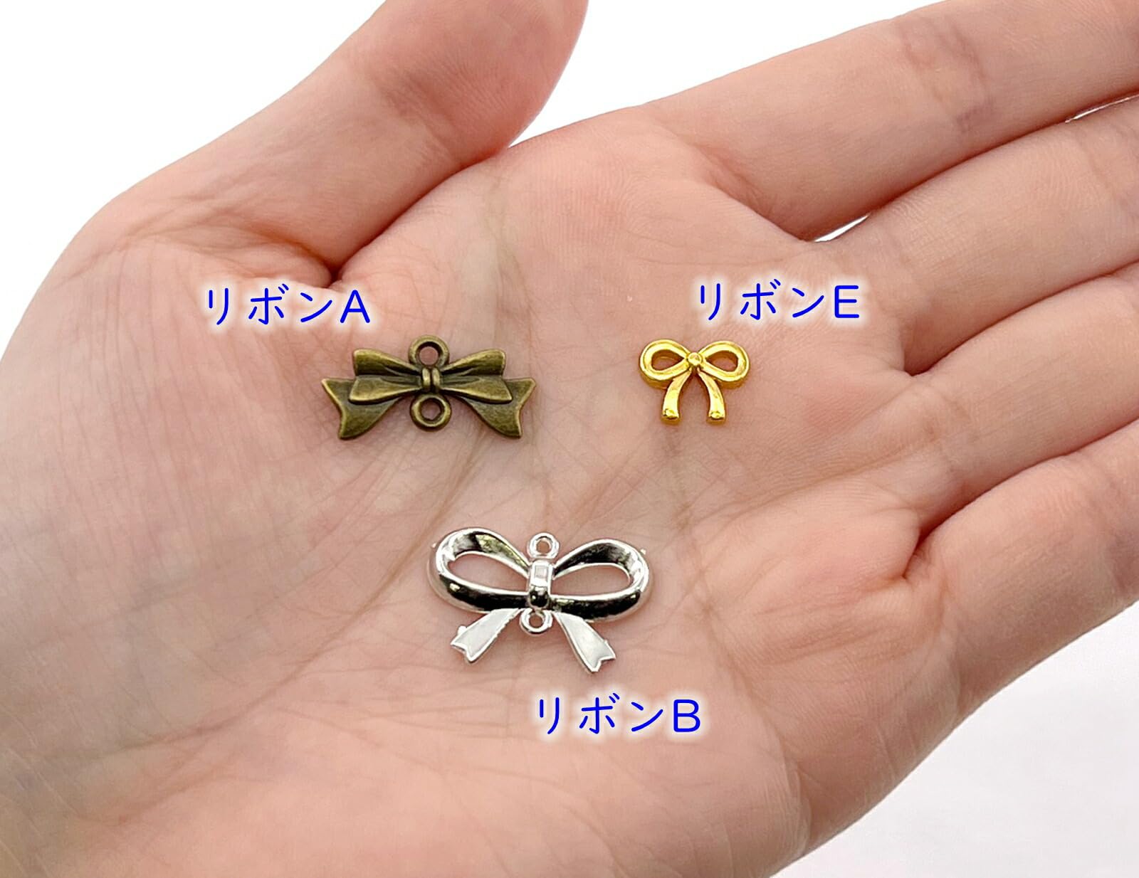メグチャームパーツ リボン メタルリボンチャーム 合金製 塗装加工 リボンモチーフ リボン
