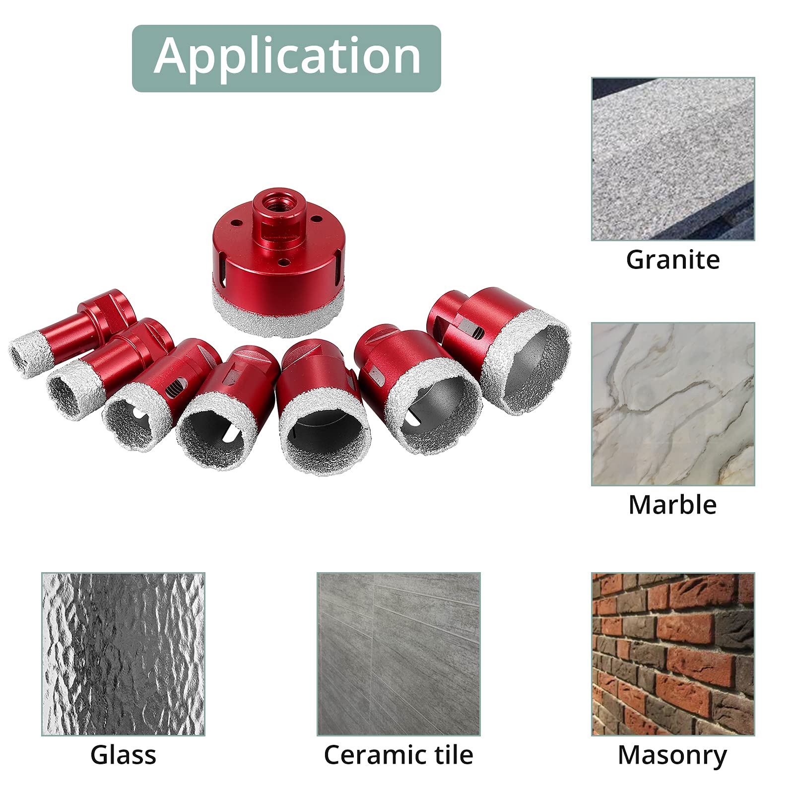 COLFULINE 8PCS Broca de Diamante Seco Soldada,Corona Diamante de Núcleo con 20mm,25mm,30mm,35mm,40mm,45mm,50mm,68mm,Perforación para Azulejos,Cerámica, Mármol, Granito