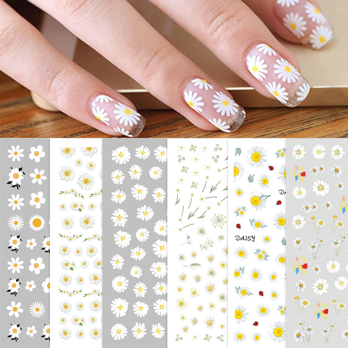 Flower Nail Stickers 3D SelfAdhesive Daisy Petals Nail Art