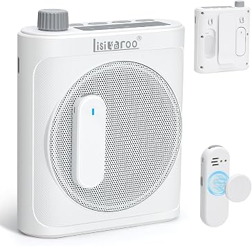 Wireless Voice Amplifier for Teachers with Magnetic Lavalier Mic, Portable Rechargeable Speaker, Bluetooth 5.3, Noise Cancelling for Classroom/Lectures/Outdoor Teaching White