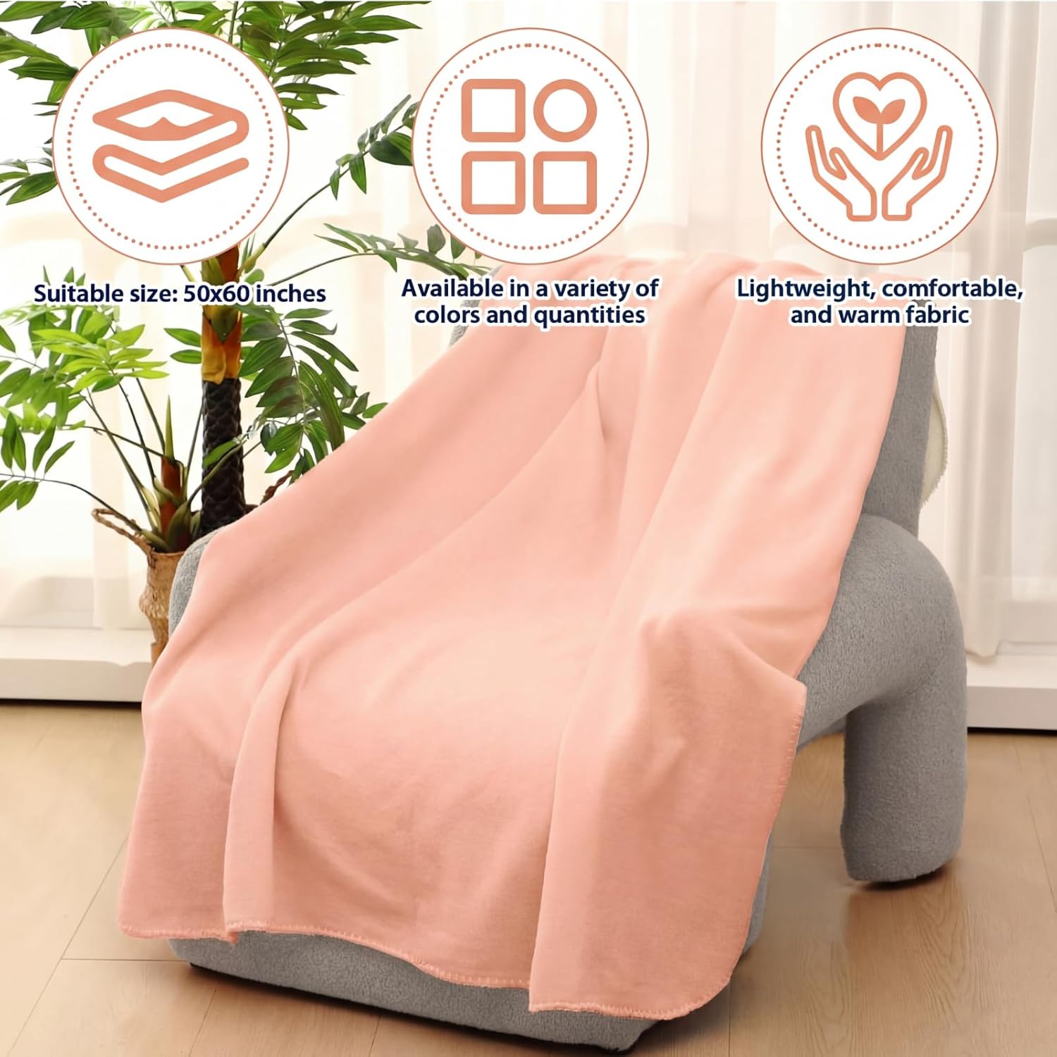 Newwiee 12 Pcs Fleece Throw Blankets Bulk 50'' x 60'' Oeko-tex Standard 100 Certified Spring Outdoor Wedding Guest Blankets Lightweight for Sleepover Donation Lap Pet Sofa Home (Pink Shades)