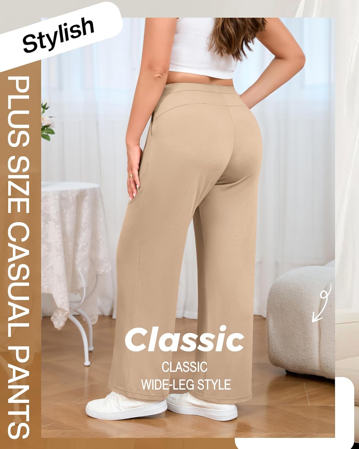 3 Pack Women's Plus Size Wide Leg Yoga Pants, Drawstring Lounge Sweatpants Loose Casual Workout Pants with Pockets