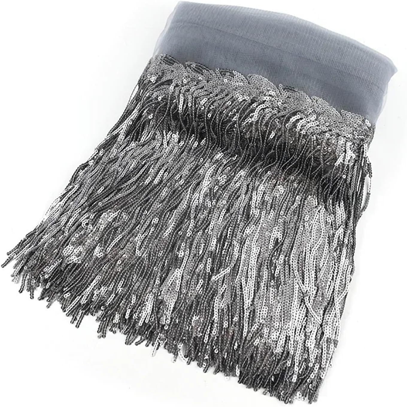 Flecos de encaje con lentejuelas grises para ropa de danza manualidades y cortinas DIY