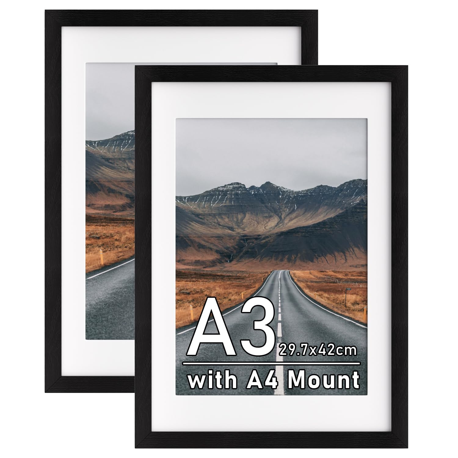Zueyunstoo A3 Picture Frame, 2 Pack Black A3 Poster Frame with