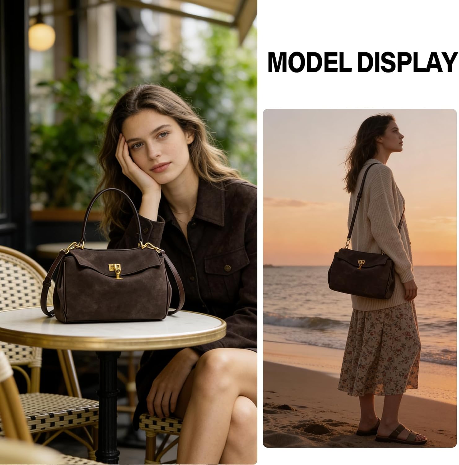 SKYK Suede Satchel Purses for Women Trendy Suede Tote Bag Vegan Leather Crossbody Shoulder Bags Top-Handle Handbag