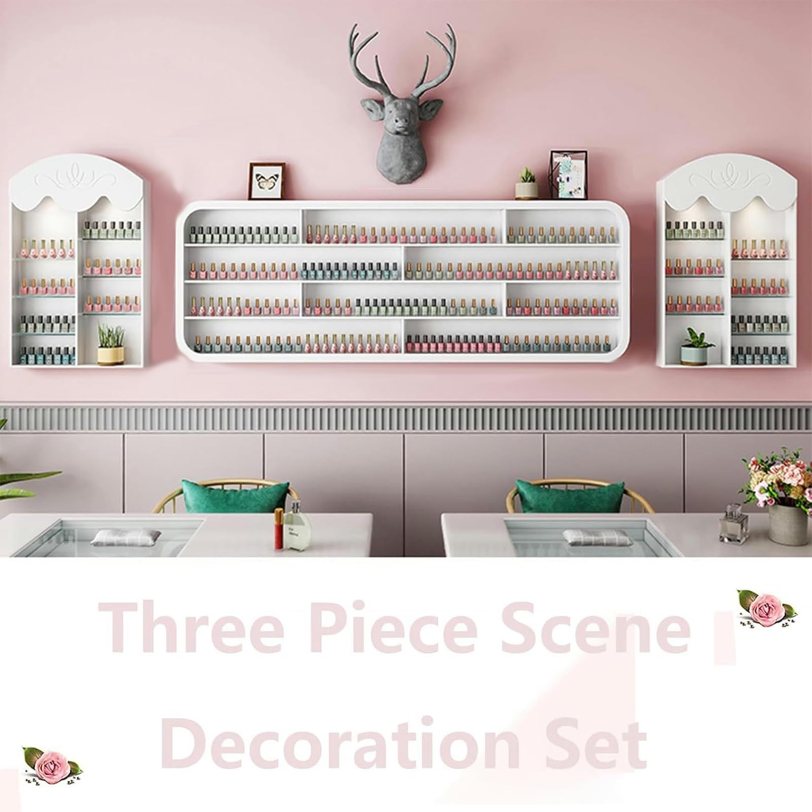 Estante Colgante para esmaltes de uñas, Estante de Almacenamiento de esmaltes de uñas de Cuatro Niveles, Mueble Blanco para perfumes, Estante de Madera para Productos de Belleza montado en l