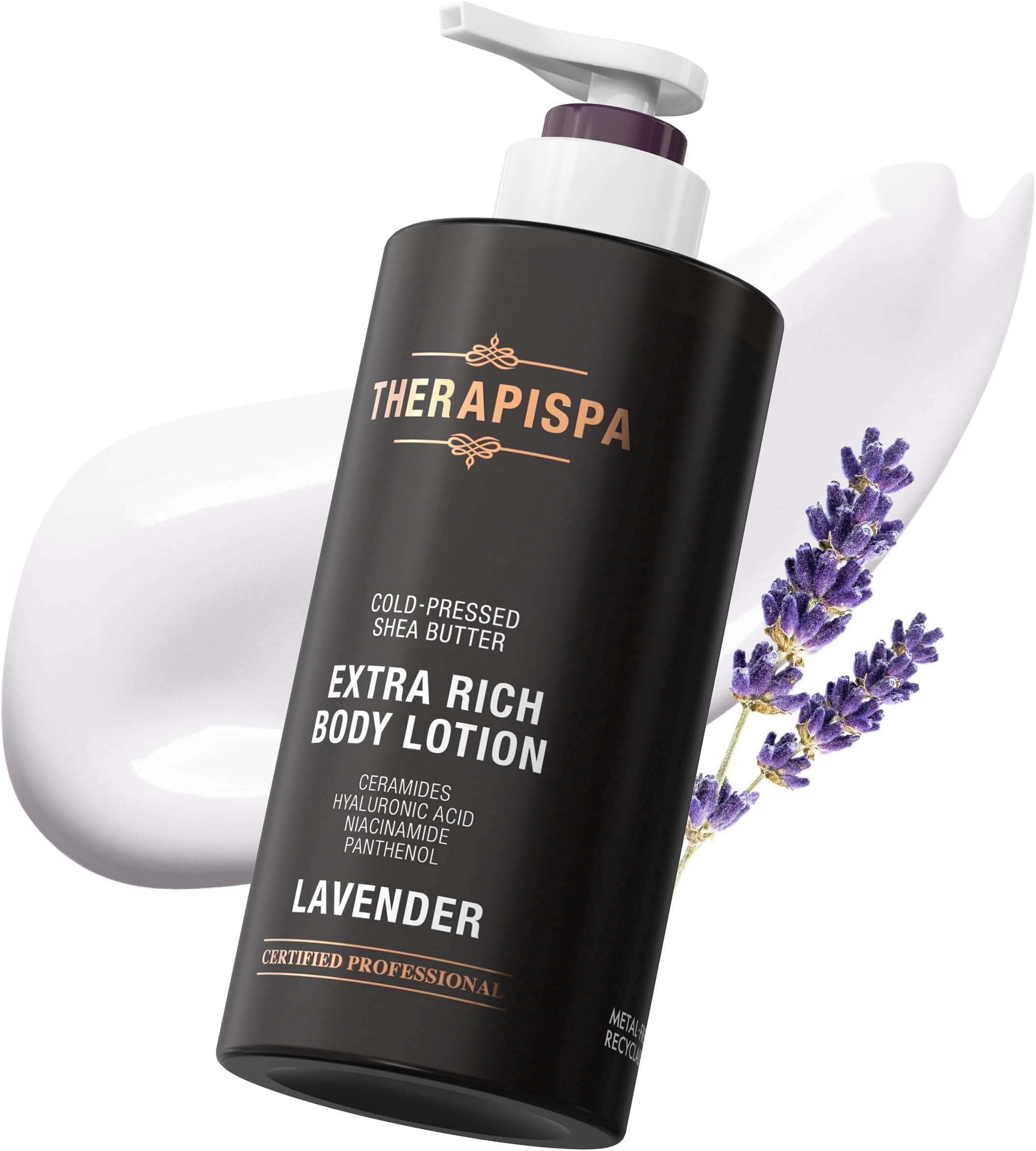 THERAPISPA Extra Rich Body Lotion – Deep Hydration & Nourishment for Dry, Rough Skin | Enriched with Shea Butter, Ceramides & Panthenol (B5) for Velvety Smooth Skin (Lavender, 17.0 fl oz, Pack of 1)