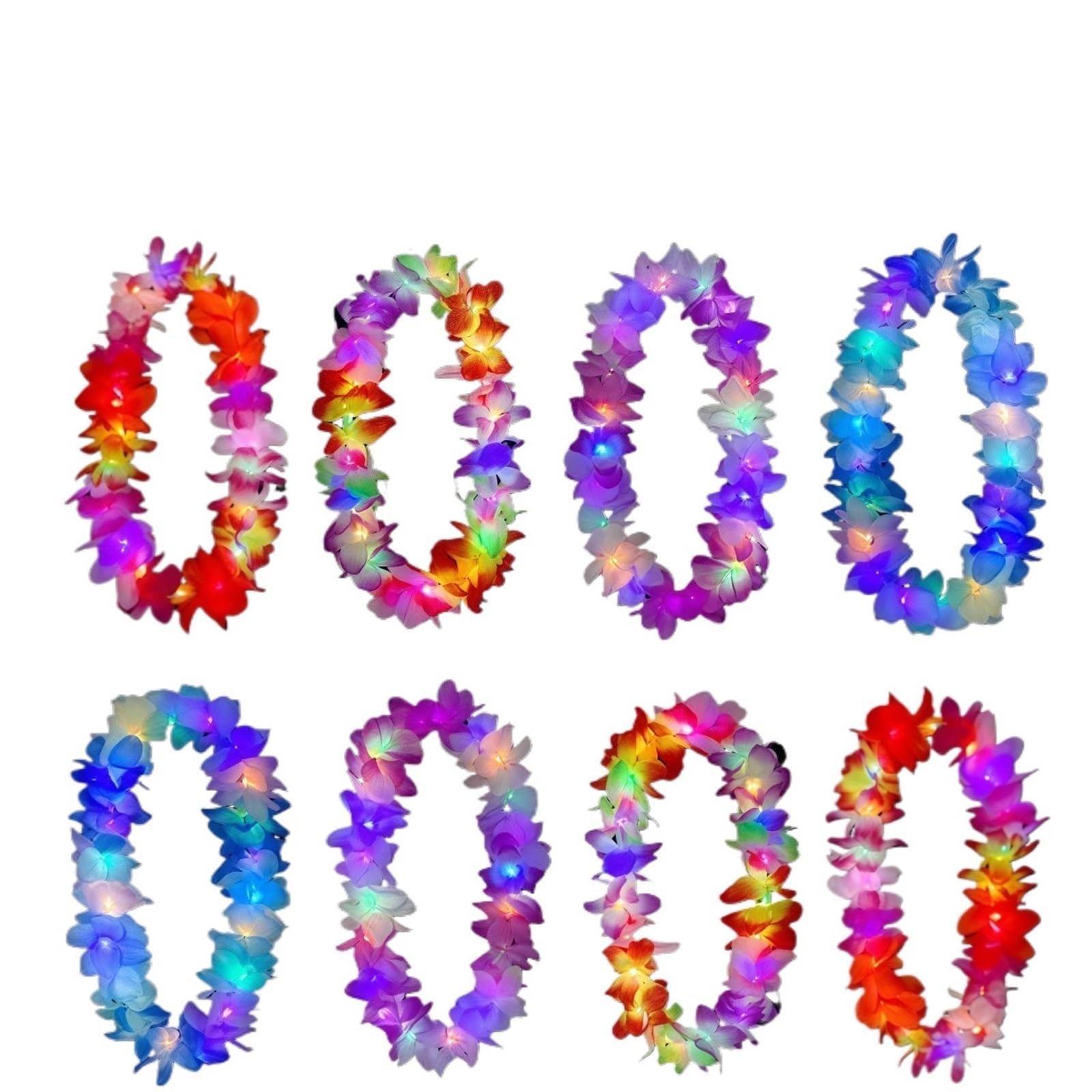 20-60PCS Leis Light Up Wedding Hawaiian Flower Necklace Beach Tropical Carnival Party Luau For Masquerade Summer Favors For Adults Kids(40PCS)