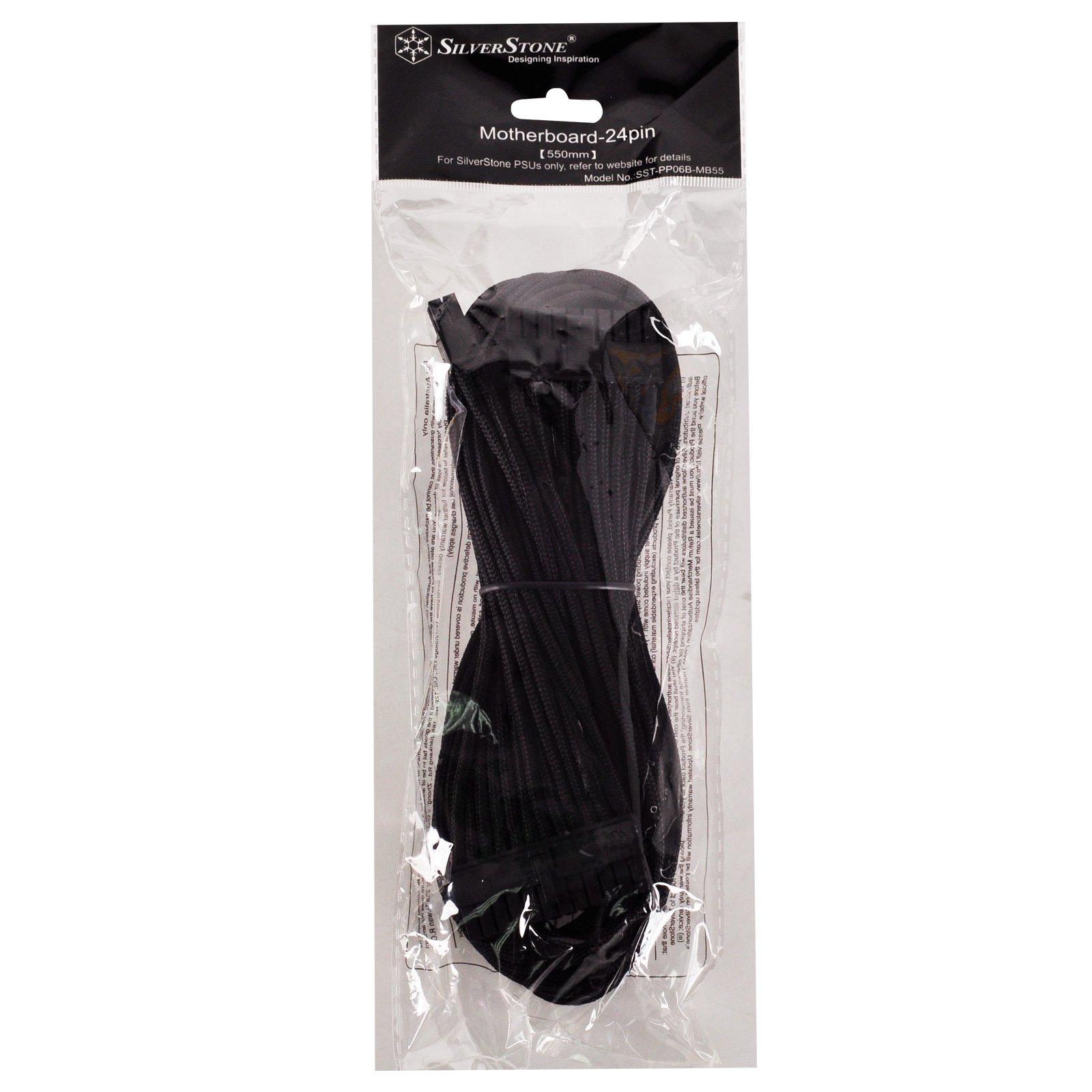 SilverStone PP06B-MB55 Sleeved 24-Pin Motherboard Cable (550mm) - For Compatible SilverStone Modular PSUs