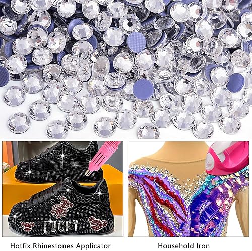 Miniatura 3 de BLINGINBOX Diamantes de imitación Hotfix a granel, 2880 unidades de diamantes de imitación para manualidades, gemas de vidrio para ropa, decoración,
