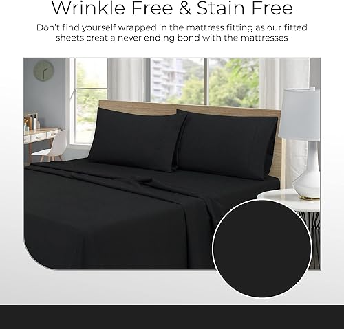 Miniatura 4 de Juego de sábanas ATC King  Cómodas sábanas y fundas de almohada (4 piezas, 1200 hilos)  Juego de ropa de cama transpirable y refrescante  Sábanas
