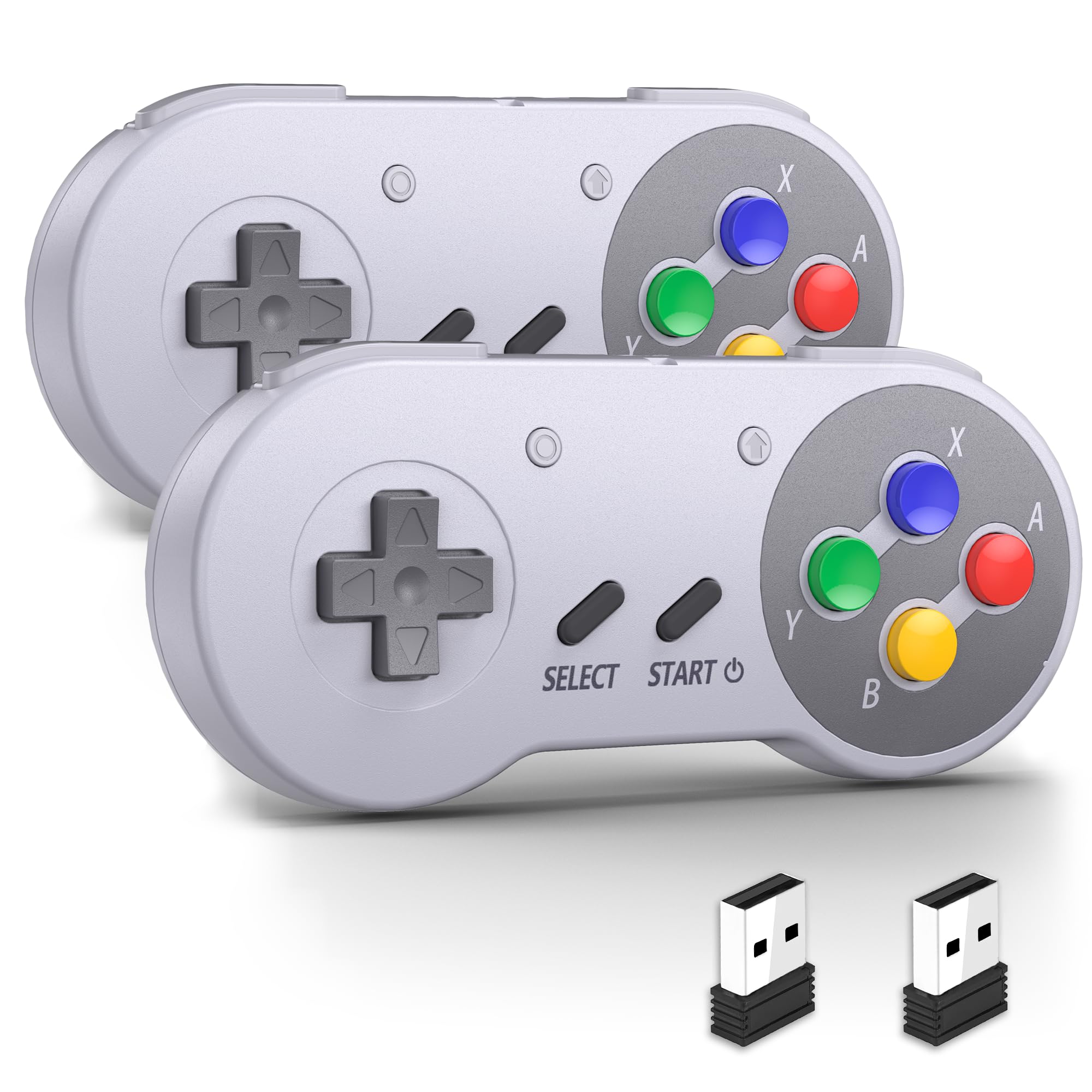 miadore 2 PCS Controller wireless SNES per console Switch 1/2/OLED/Lite | Controller per PC con ricevitore USB da 2,4 GHz, Plug & Play, Compatibile con Windows PC,Android,MAC OS,Raspberry PI,Steam