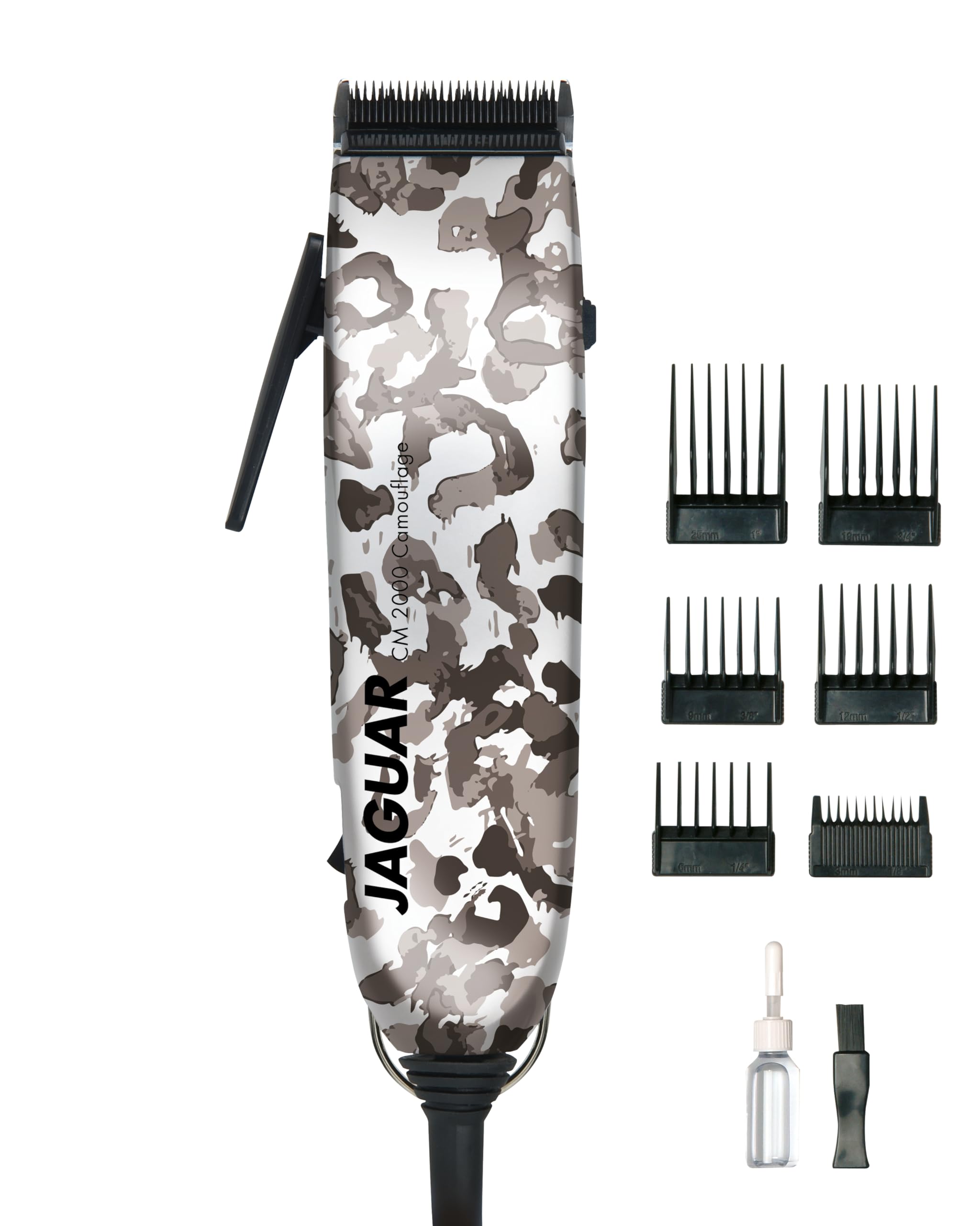 Jaguar Haarschneidemaschine cm 2000 Camo | Profi-Clipper für Netzbetrieb | Schnellmontage-System | Set mit Kämmen zum Montieren | Profi für Dich