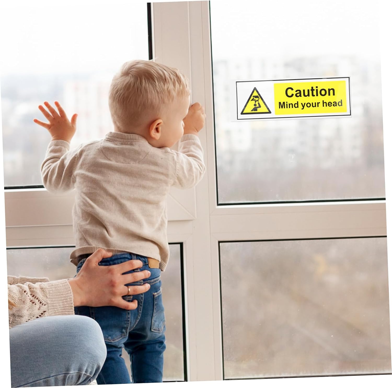 5pcs Logo Sticker Caution Stickers Watch Your Head Warning Signs Low Ceiling Safety Labels