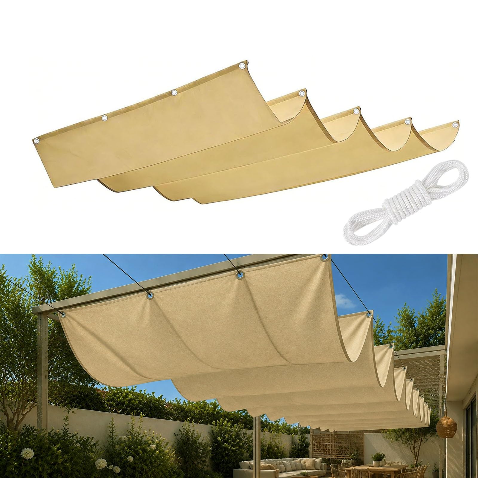 Toile ombrage extérieur rétractable contre la chaleur étouffante du soleil de terrasse PES