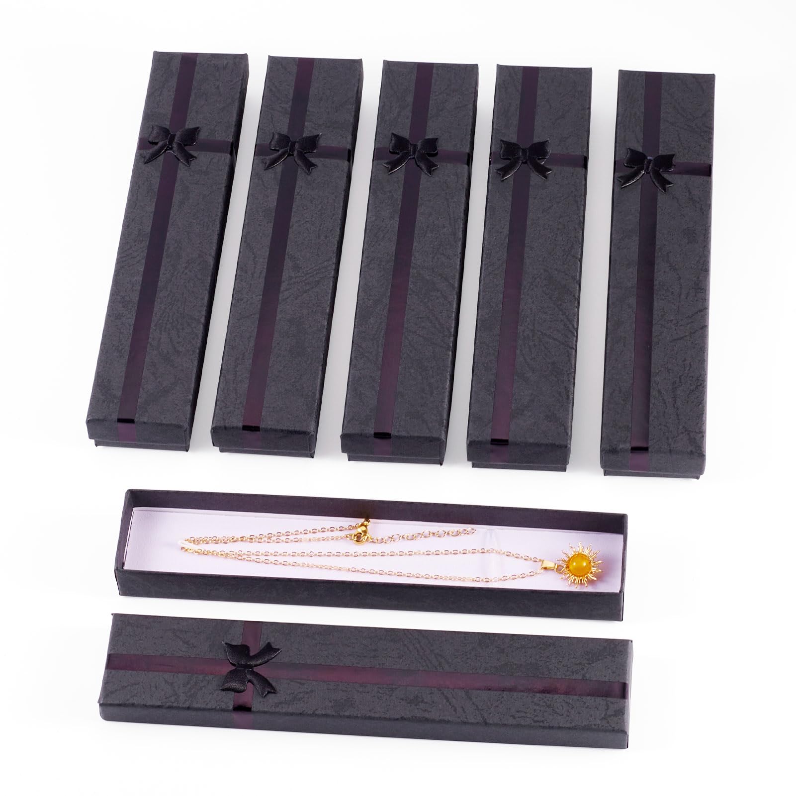 Boîtes à bijoux anti emmêlement, emballage en carton rigide rectangulaire 12 pcs