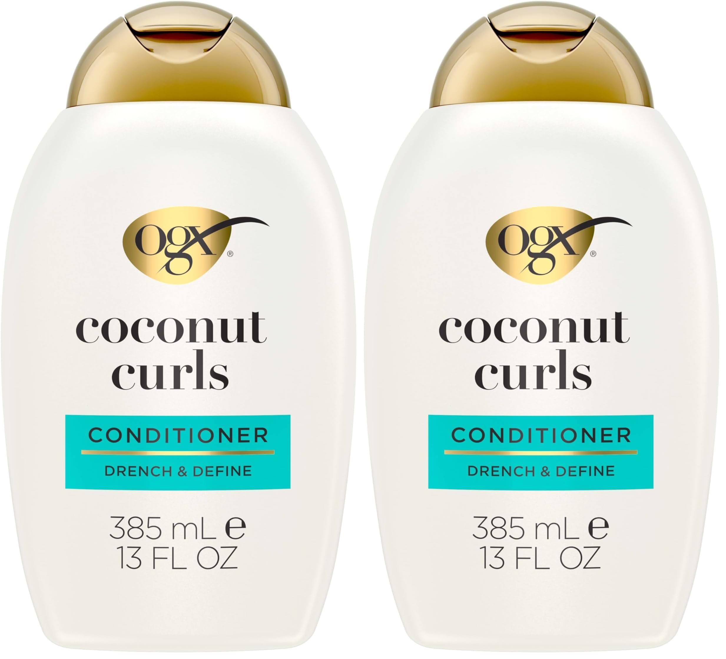 OGXQuenching + Coconut Curl-Defining Conditioner, Nourishing Curly Hair with Coconut/Citrus Oil & Honey, Paraben and Sulfate-Free Surfactants, 13oz (Pack of 2)