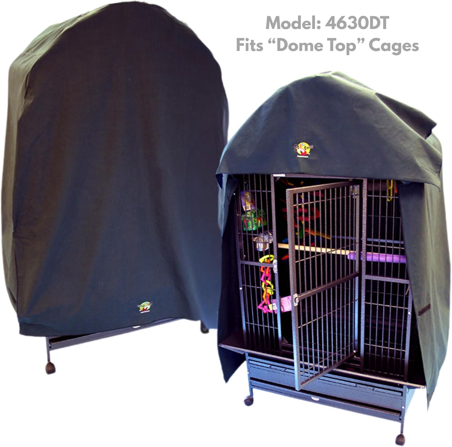 Cozzzy Covers Model 4630 DT Universal Cage Cover 66" L Poly-Cotton Black for Dome Top Bird Cages 44"–46" W x 28"–30" D for Jumbo Birds Sleep and Light Reduction