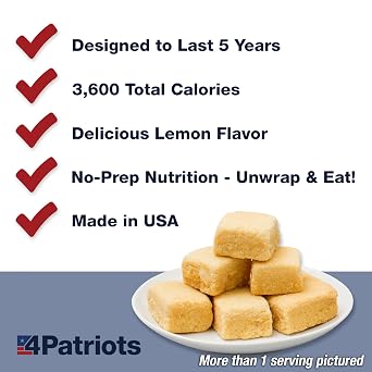 4Patriots 1-Week Survival Food Kits + 2 Emergency Food Bar Packs Bundle: 60 Long-Lasting Servings
