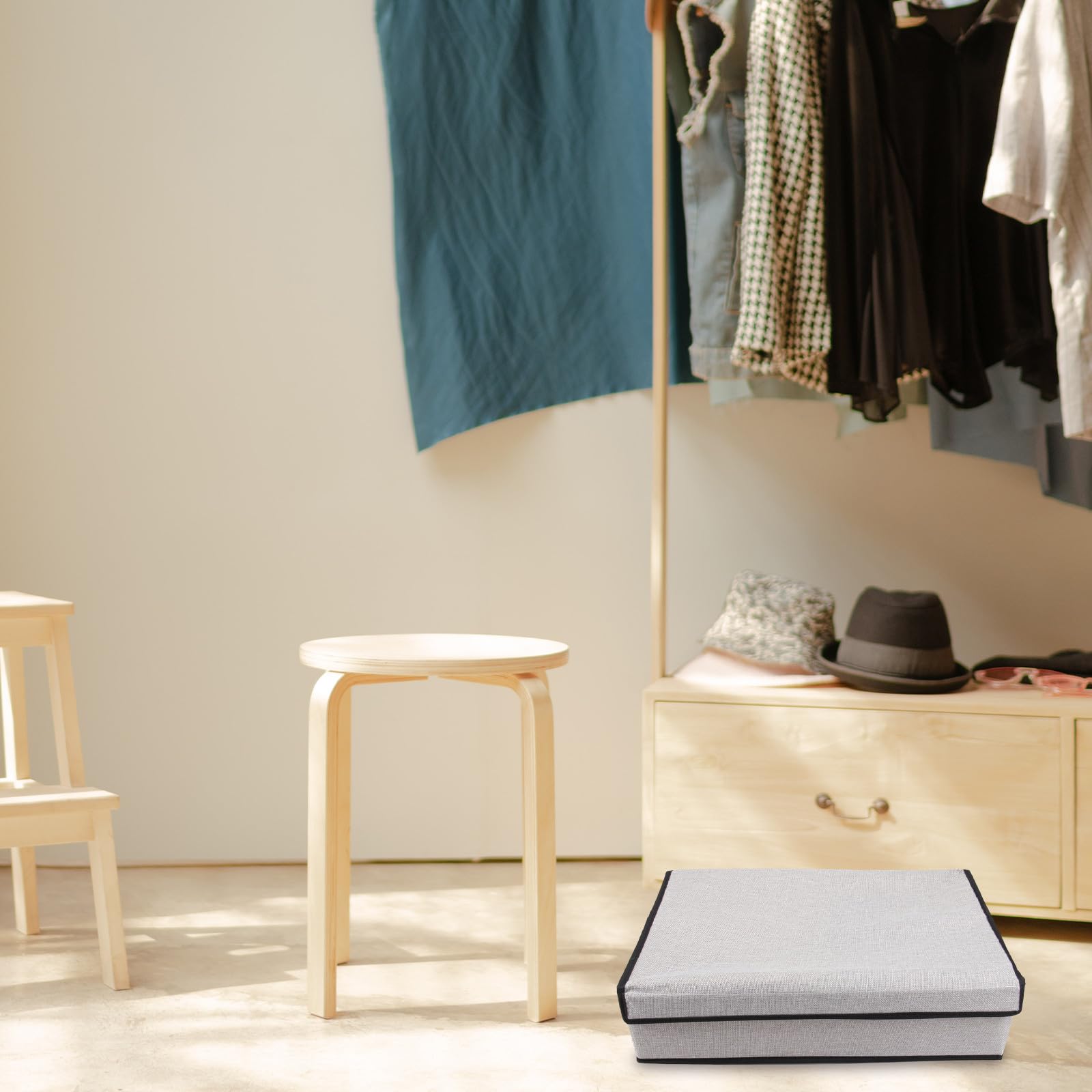 Levemolo Organizador de Cajones para Ropa Interior con Tapa Caja de Almacenamiento Multifuncional de Tela Lavable 16 Compartimentos Gris Claro para Sujetadores Calcetines y Bragas