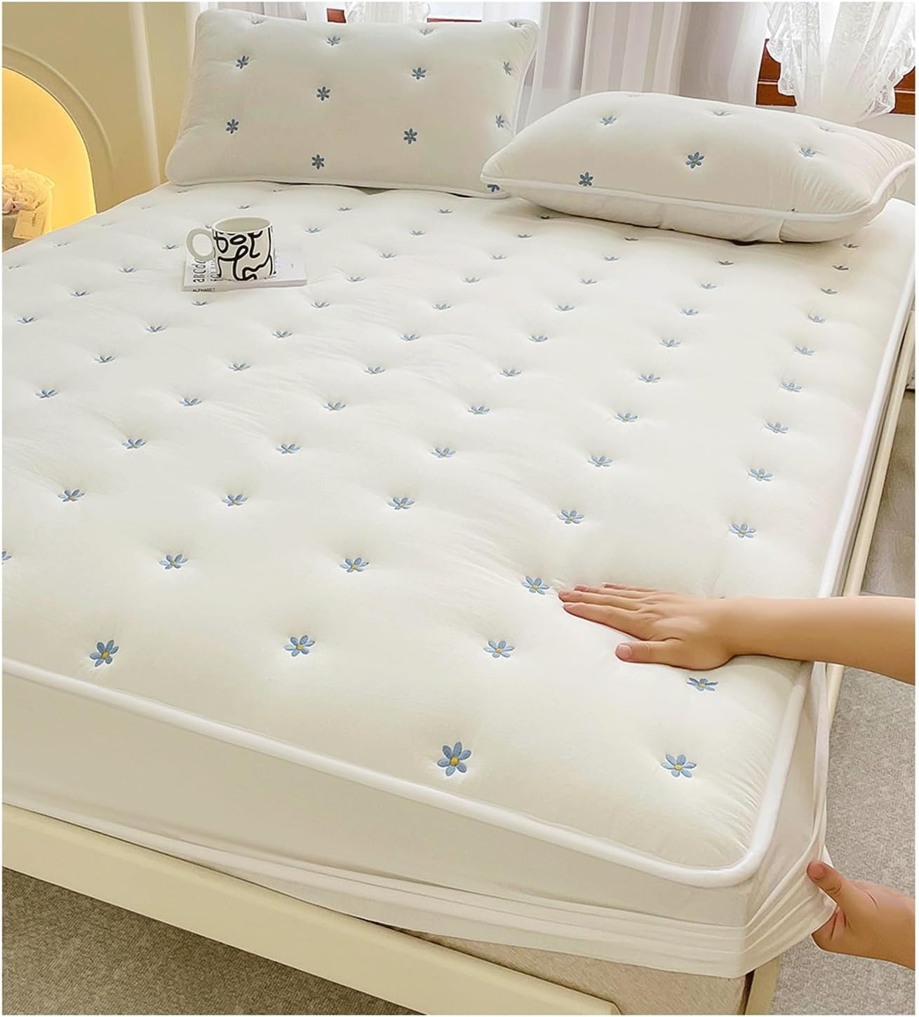 RUZGAR Mattress Protector Quilted Breathable and Soft Filling Mattress Pad Fitted Deep Pocket Mattress Cover for Twin Small Double Queen Super King Size Bed(Gray(Grey),120x200+30cm)