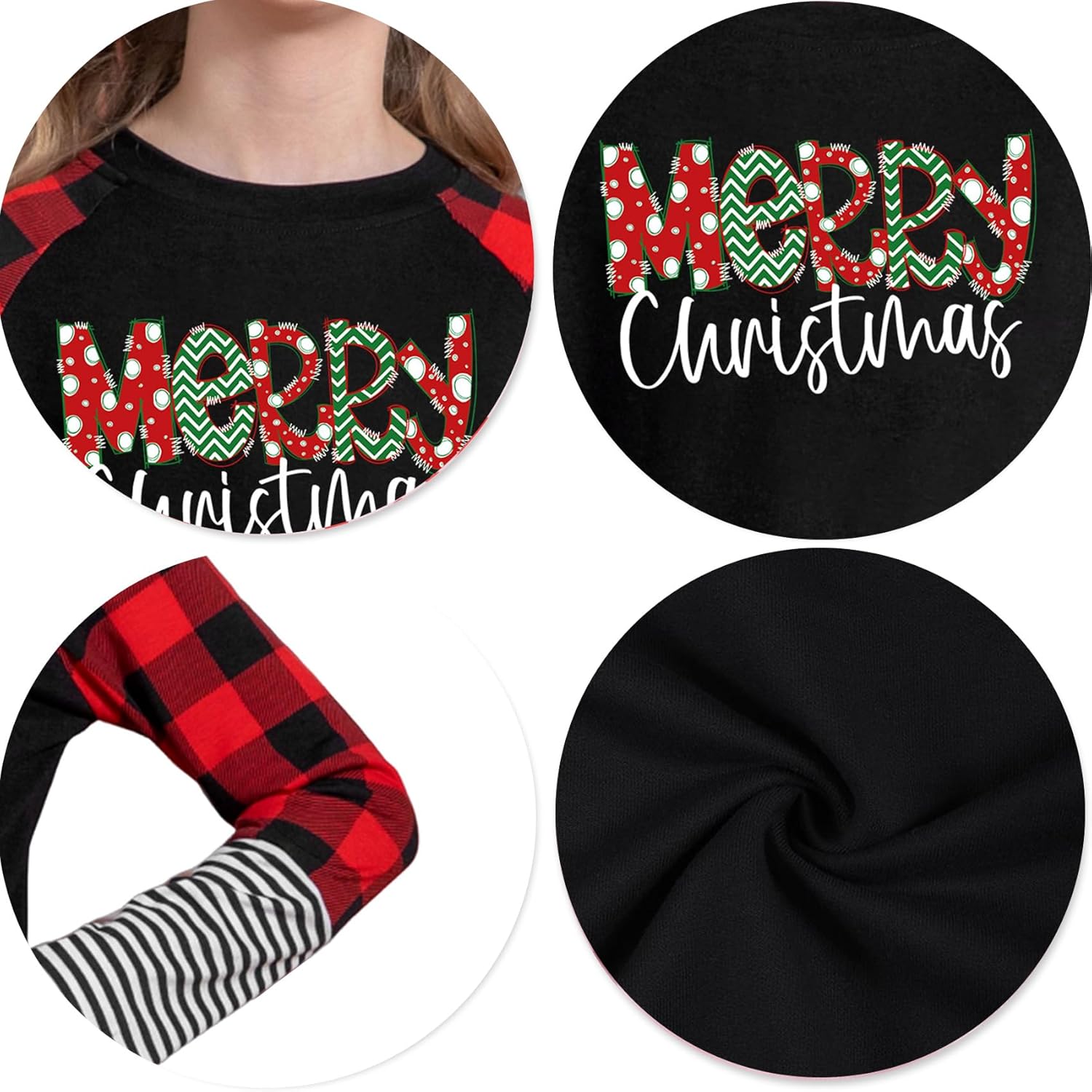 Girls Christmas Shirt Kids Merry Christmas Trees Shirts Ugly Xmas Santa Plaid Long Sleeve Tops 5-14 Years - Image 7