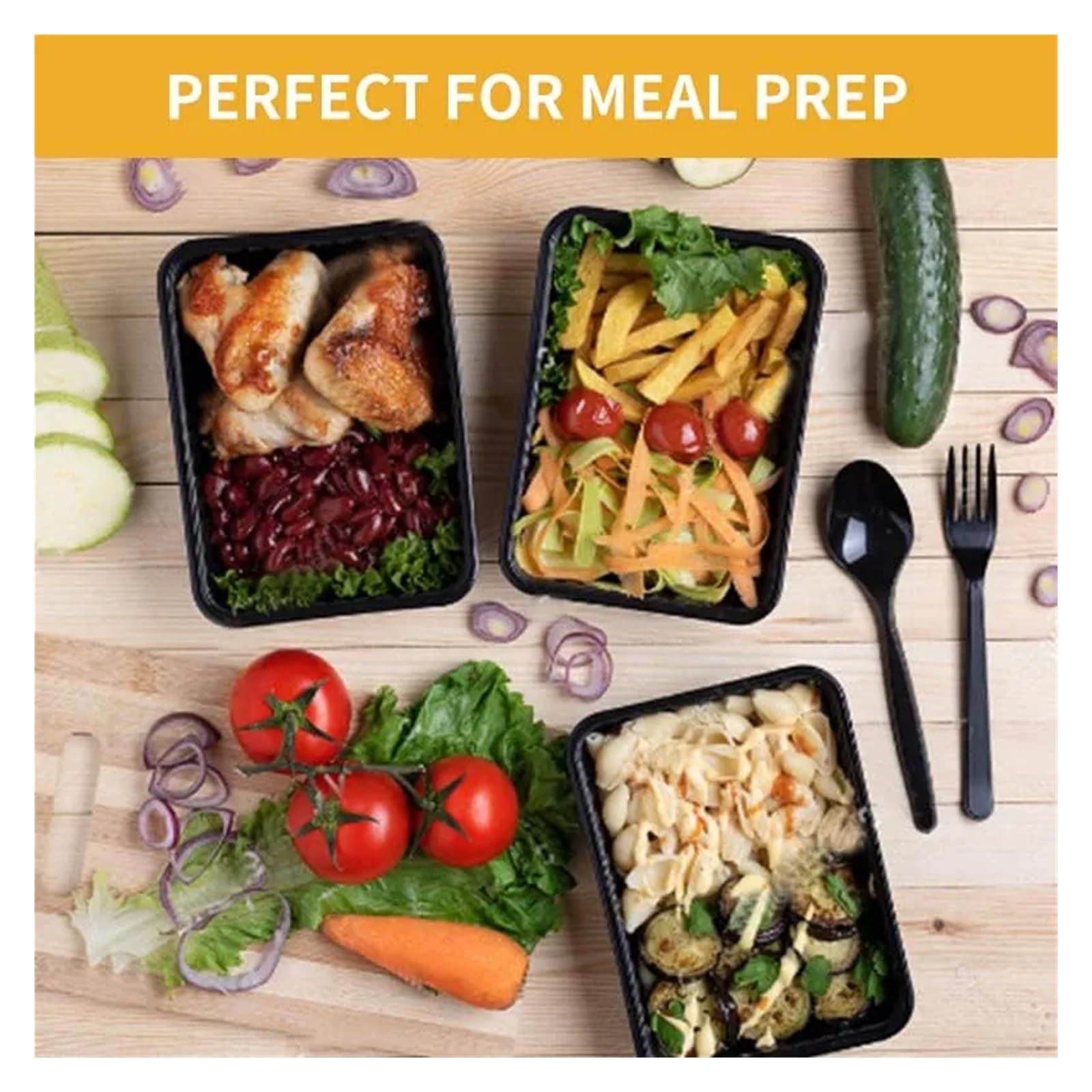 Paquete de 15 recipientes for preparar comidas, aptos for microondas, con tapas, plástico, apilables y desechables