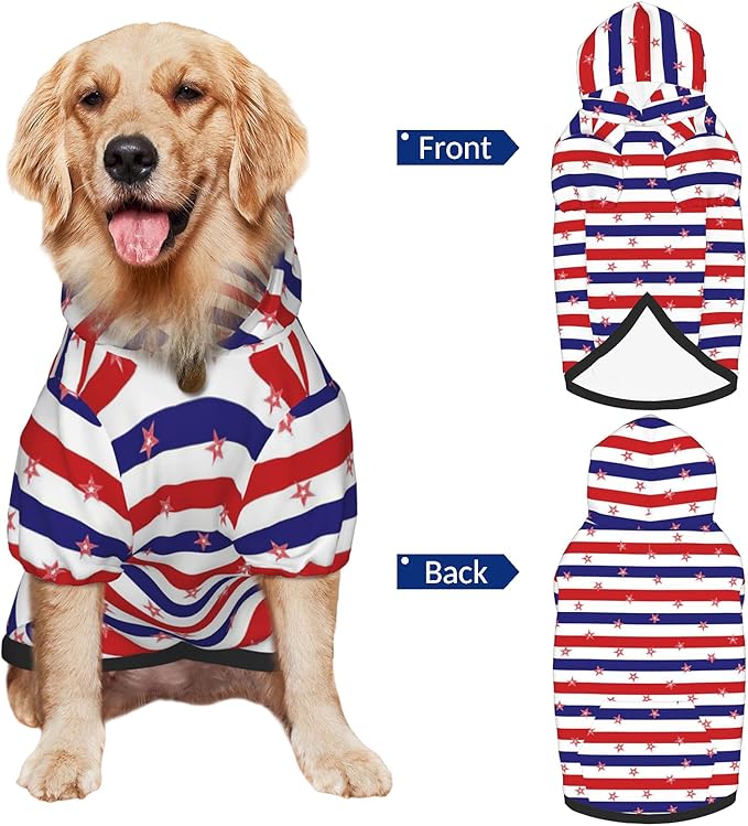 Disfraz de Perro Patriótico 4 de Julio para Perros Grandes, Sudadera con Capucha miniatura 3