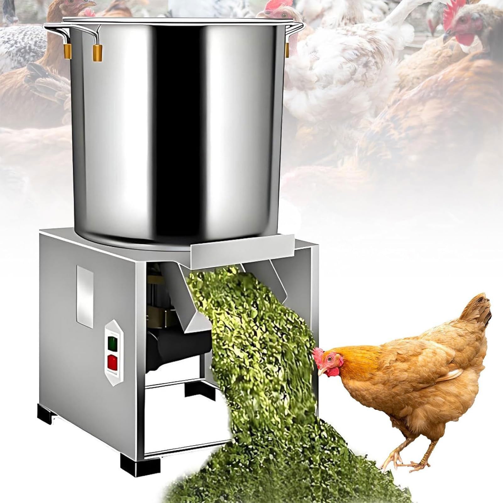 Tritatutto Foraggio Per Bestiame Tritatutto Verdure Elettrico 2800 Giri/min Tritatuttos Per Preparazione Mangimi Animali E Pollame Con 4 Lame, Produzione 50-100 Kg/h(220v,1200w)