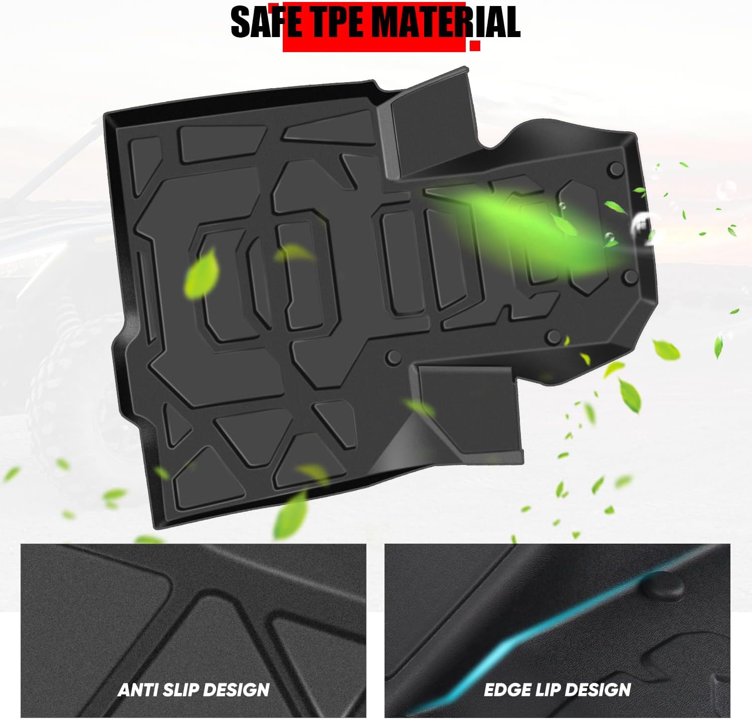4pcs Front&Rear Floor Mats Front Anti Slip TPE Floor Liner Compatible with Polaris RZR PRO XP 4/R 4/S 4 2020 2021 2022 2023 2024 2025, All Weather Anti-Aging Mat