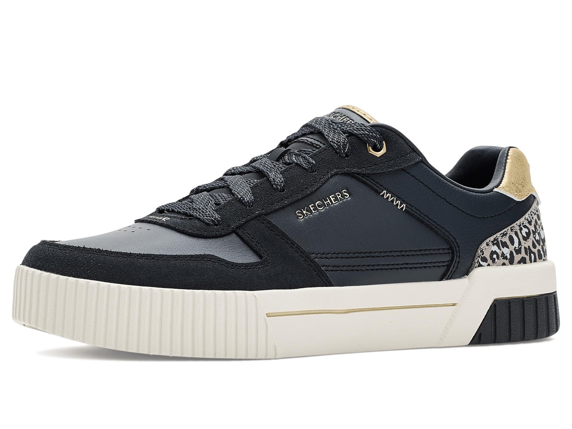 Skechers Women's Jade Lustrous Luxury Trainers, Black Duraleather/Multi Trim, 4.5 UK