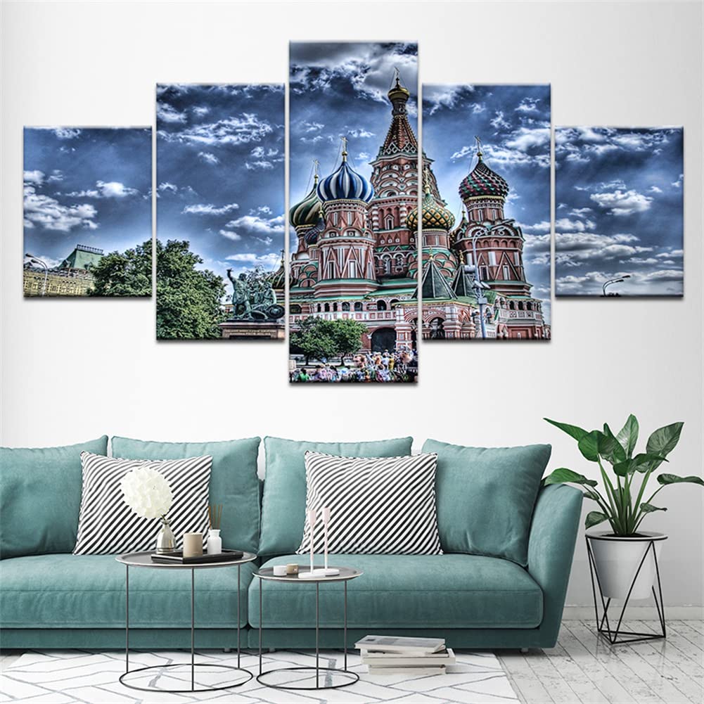 Broderie diamant château pour décor de mur à la maison kit DIY 5 pièces à faire en famille