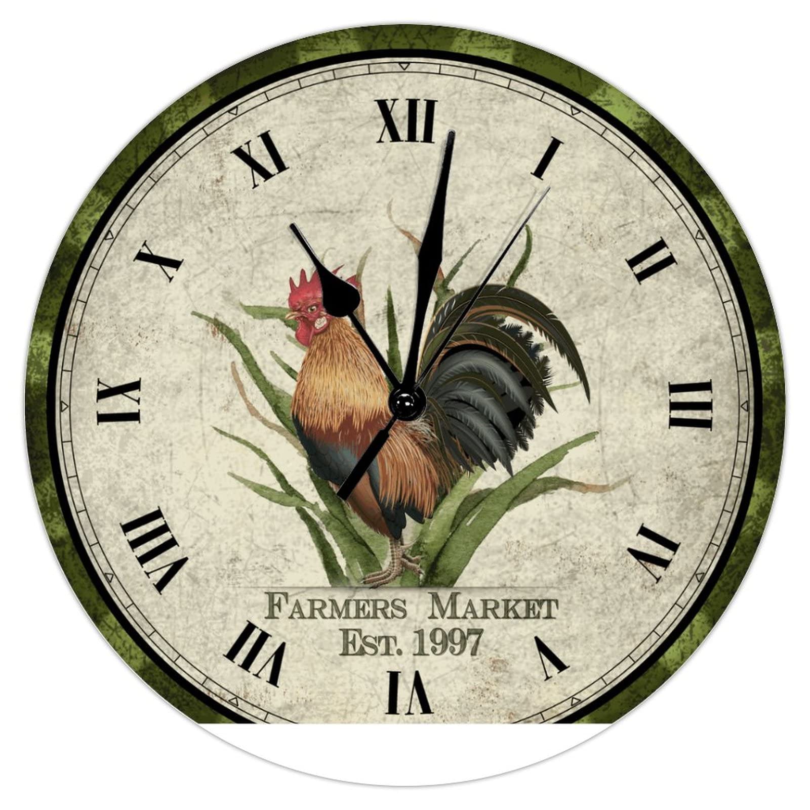 Horloge murale coq bois vintage grand format lisible et muette
