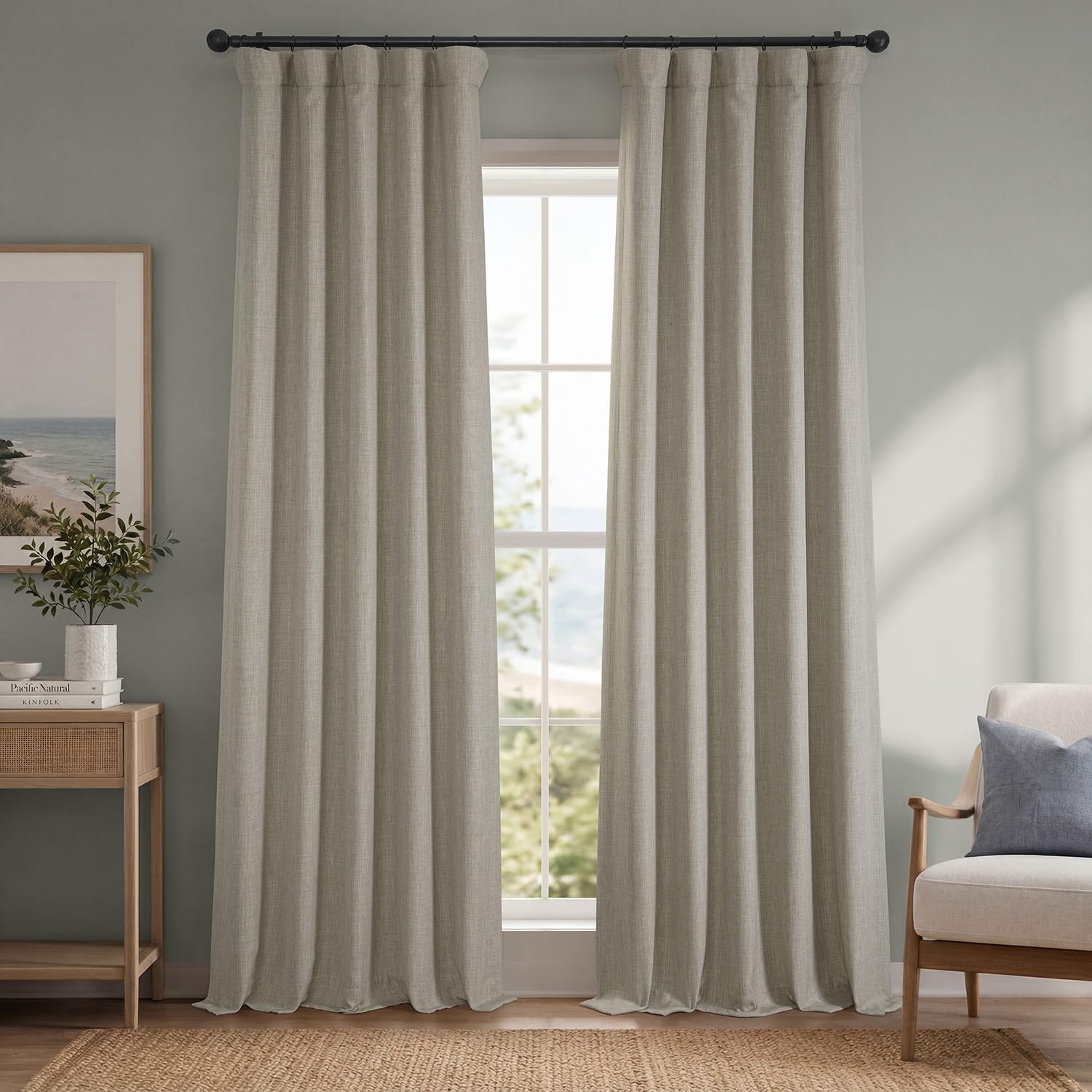 HPD Half Price Drapes Verdunkelungsvorhänge aus Leinenimitat, 213 cm lang, luxuriöse Leinenvorhänge für Schlafzimmer und Wohnzimmer (1 Paneel), 127 x 213 cm, Haferflocken