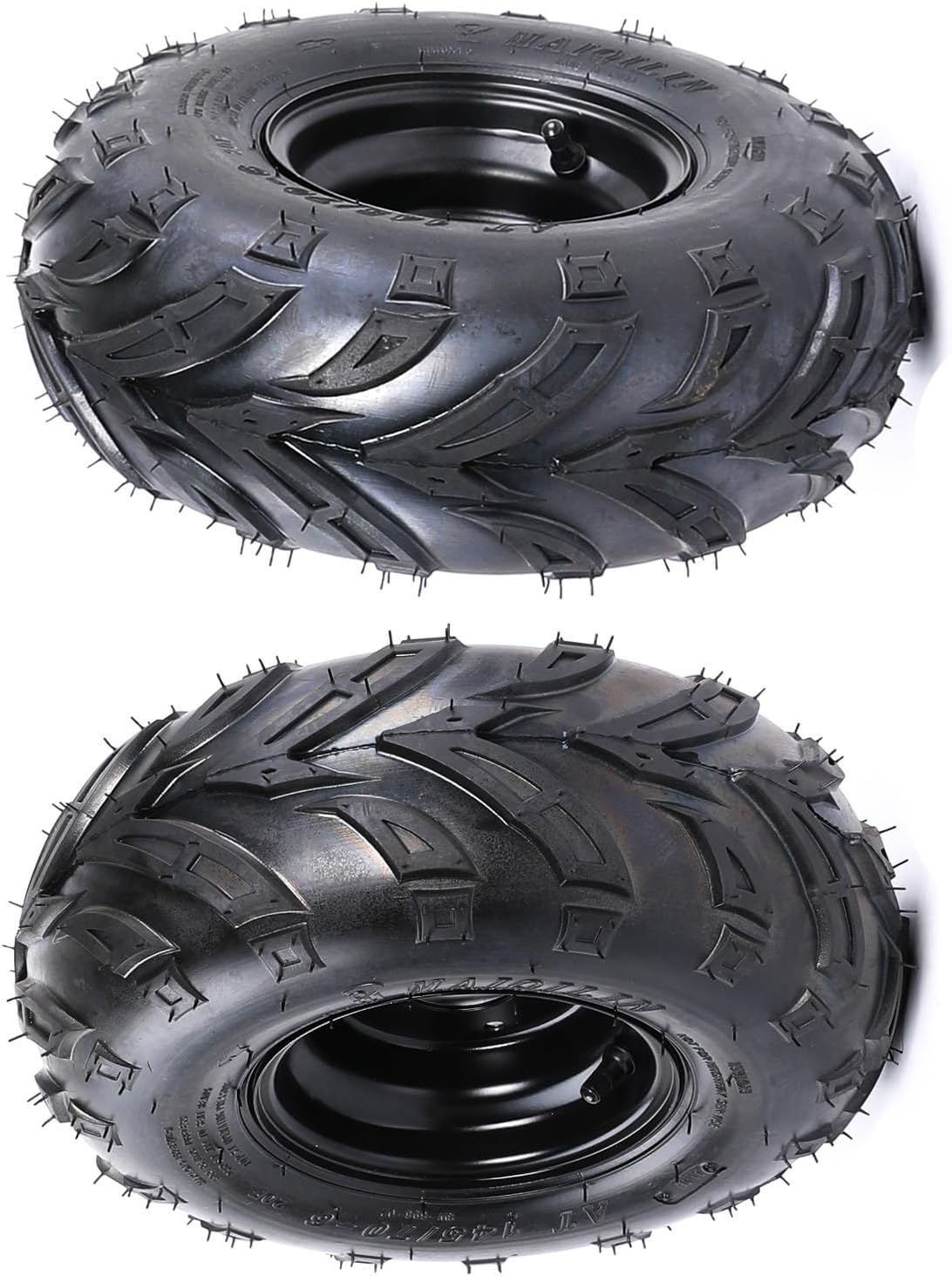 Set of 2 145/70-6 ATV Tires with 6" Rims, 3-Bolt Pattern, Tubeless, Compatible with Go Karts, UTVs, Quads, Drift Trikes, Golf Carts, and More