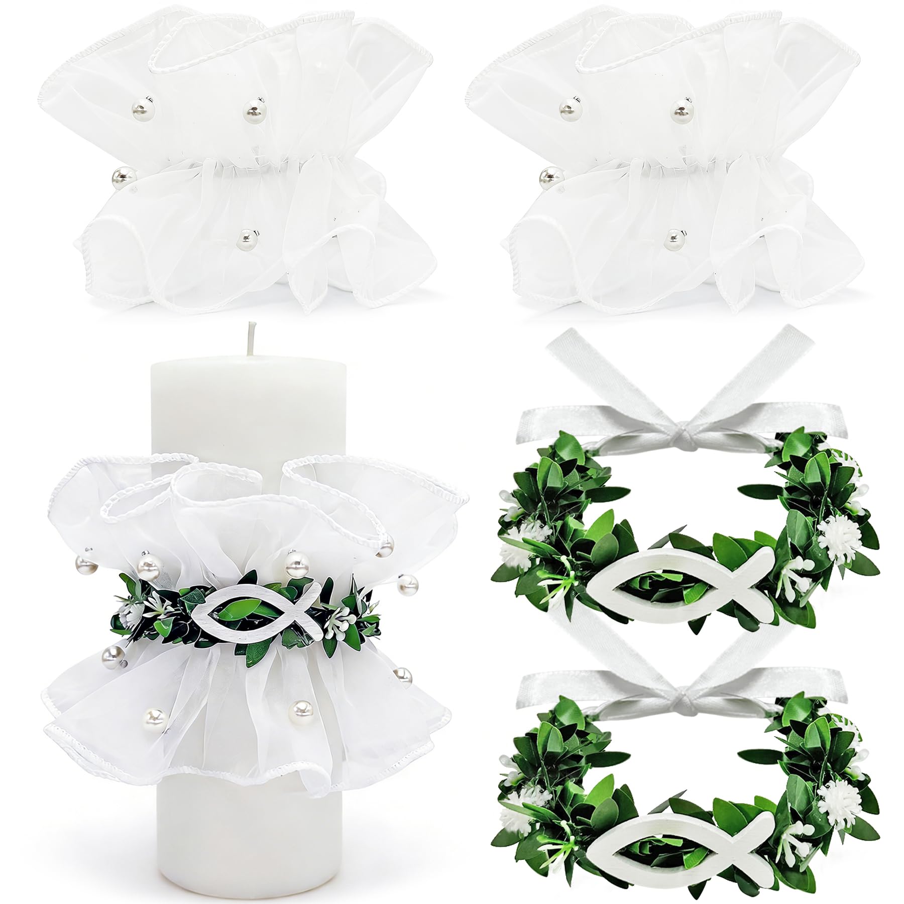 2 Stück Tropfschutz Kommunionkerze,Kerzen Tropfschutz Kommunion 4-9cm,Tropfschutz Taufkerzen,Kerzentropfschutz Tropfschutz,Taufe Fisch Deko Kerzenrock,für Taufkerze Kommunionkerze Hochzeitkerze