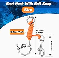 Vista 7 de Gancho de arrecife de buceo con línea de 47 pulgadas (47.2 in), gancho de buceo de acero inoxidable de grado marino con perno giratorio y junta