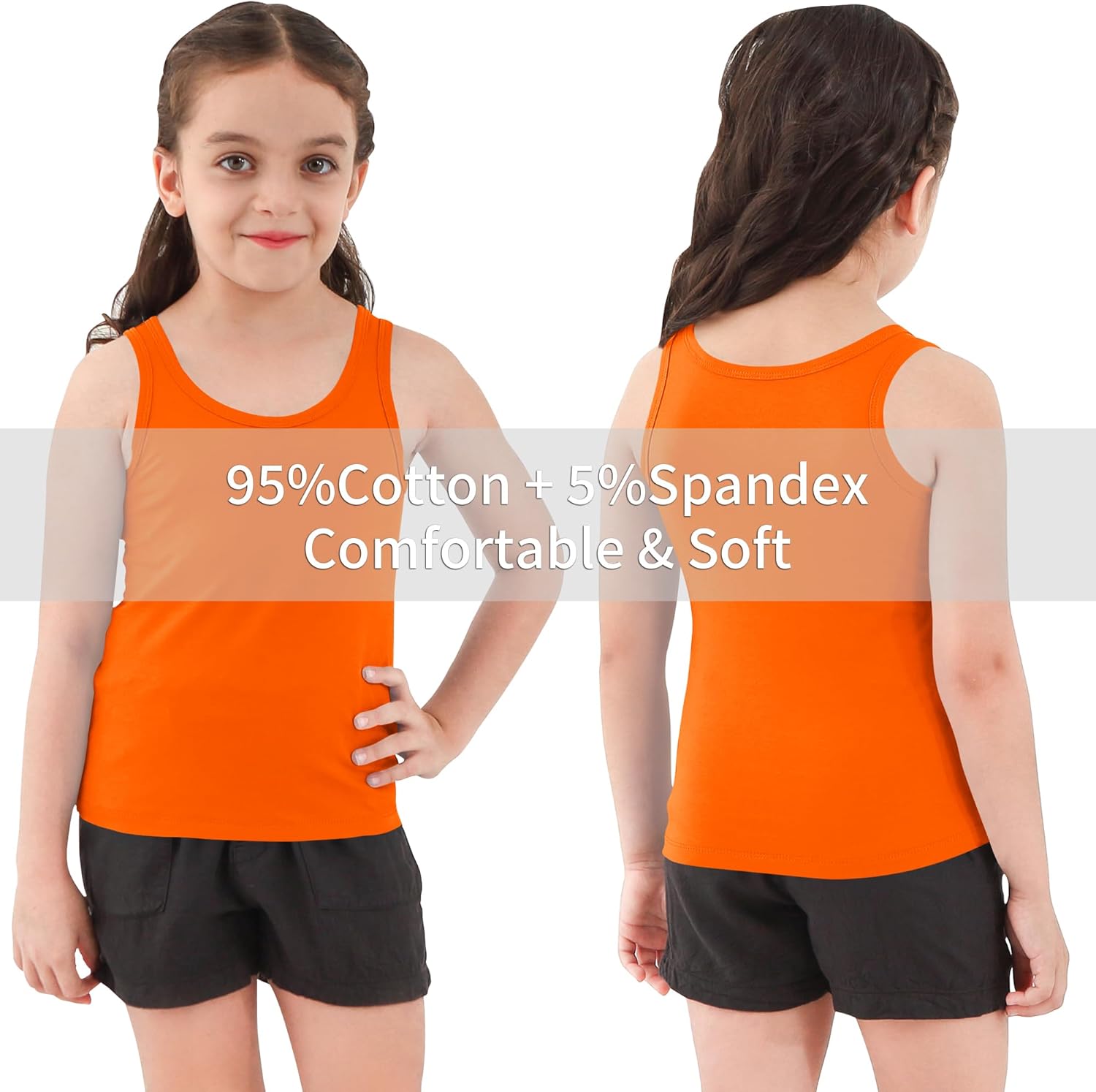 Dreammonkey Girls Tank Top - Soft Cotton Round Neck Sleeveless Stretch Undershirt for Kids 2T-14 Years - Image 3