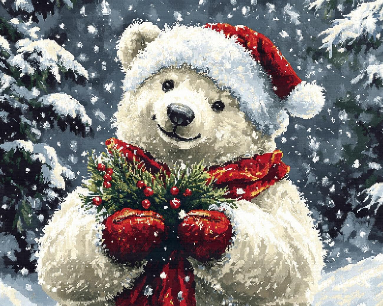 Henypt DIY Latch Hook Rug Kits Cartoon Polar Bear 55x75cm