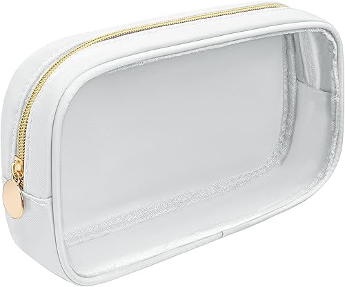 Miniatura 8 de Bolsa de maquillaje transparente, bolsa de cosméticos, pequeña bolsa pequeña, bolsa de aseo aprobada por la TSA, bolsas de aseo con cremallera rosa,