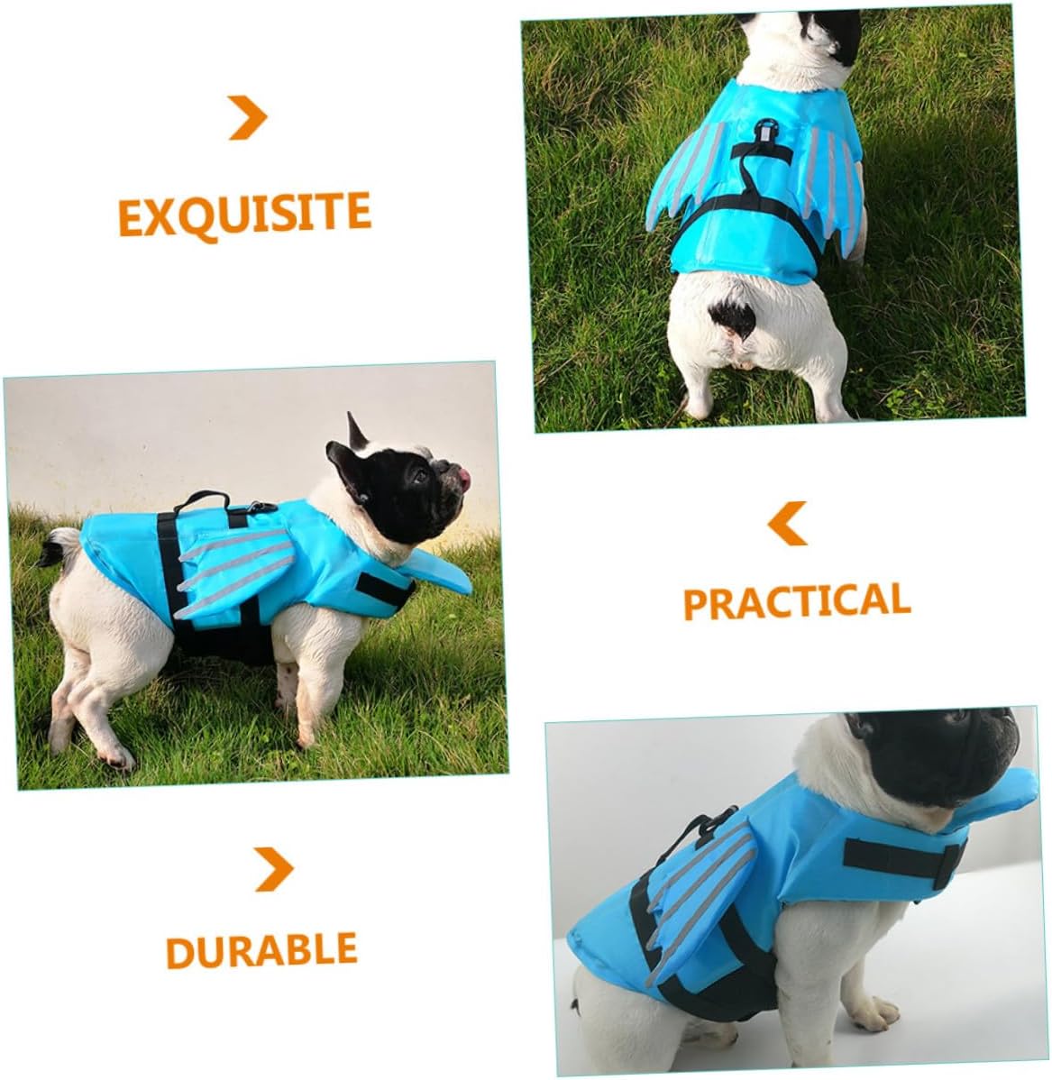 SHINEOFI Wear-Resistant Dog Swimming Vest with Reflective Wings, Breathable Portable Life Jacket for Medium Dogs, Outdoor Puppy Safety Preserver for Pool and Beach