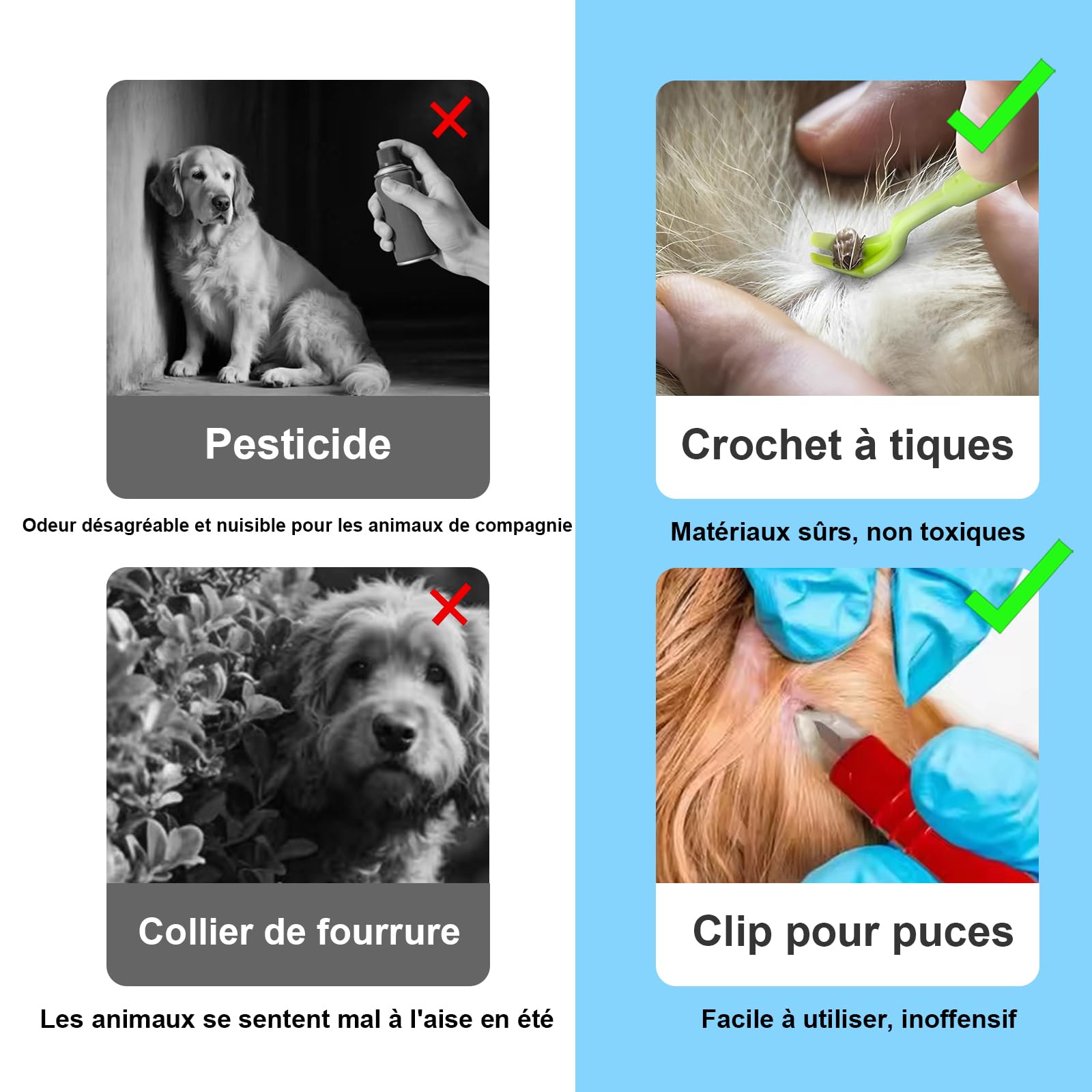 AUXHCYL Tire Tique Chien, 2 Pince à Tiques et 3 Tire Tic, Simple et sûr Pince a Tique pour Chat, Chien et Humains