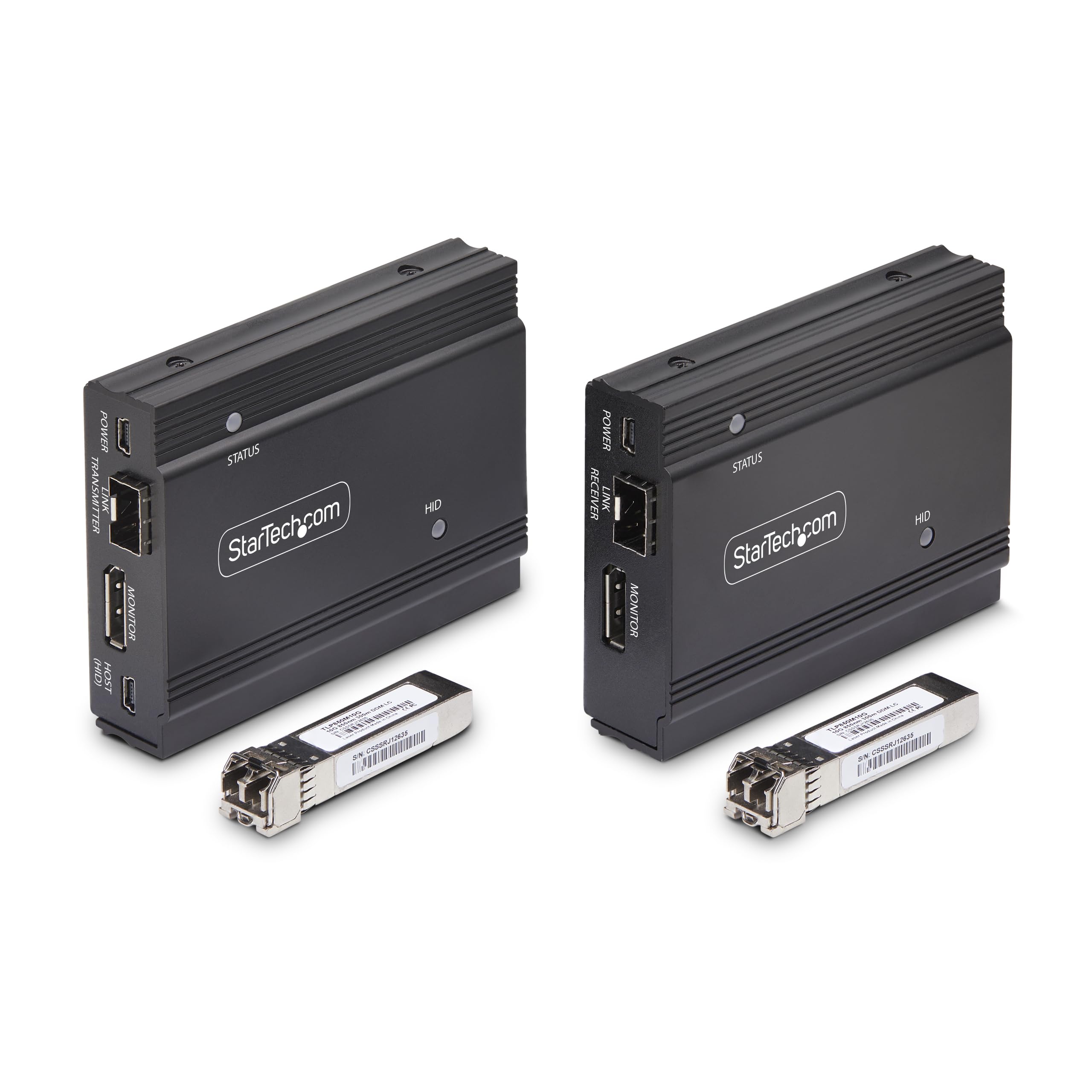 StarTech Extendeur KVM DisplayPort sur Fibre Multimode - 4K 60Hz - 300m | Kit d'extension de console, Modules SFP+ préinstallés, EDID, Sans logiciel, FD121-KVM-EXTENDER
